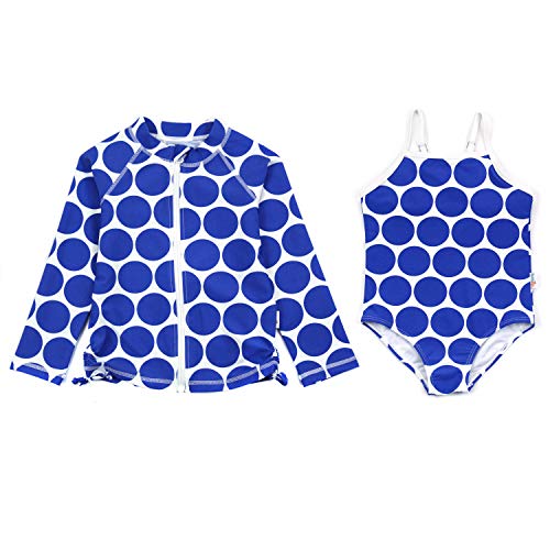 Image of SwimZip Girls' Long Sleeve Rash Guard & 1-Piece Swimsuit - UPF 50 Sun Protection