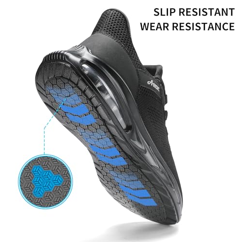Image of Non Slip Work Shoes for Men Waterproof Slip On Sneakers Comfortable Restaurant Kitchen Chef Slip Resistant Walking Shoes Hands Free Slip in Sneaker Men Footwear Black