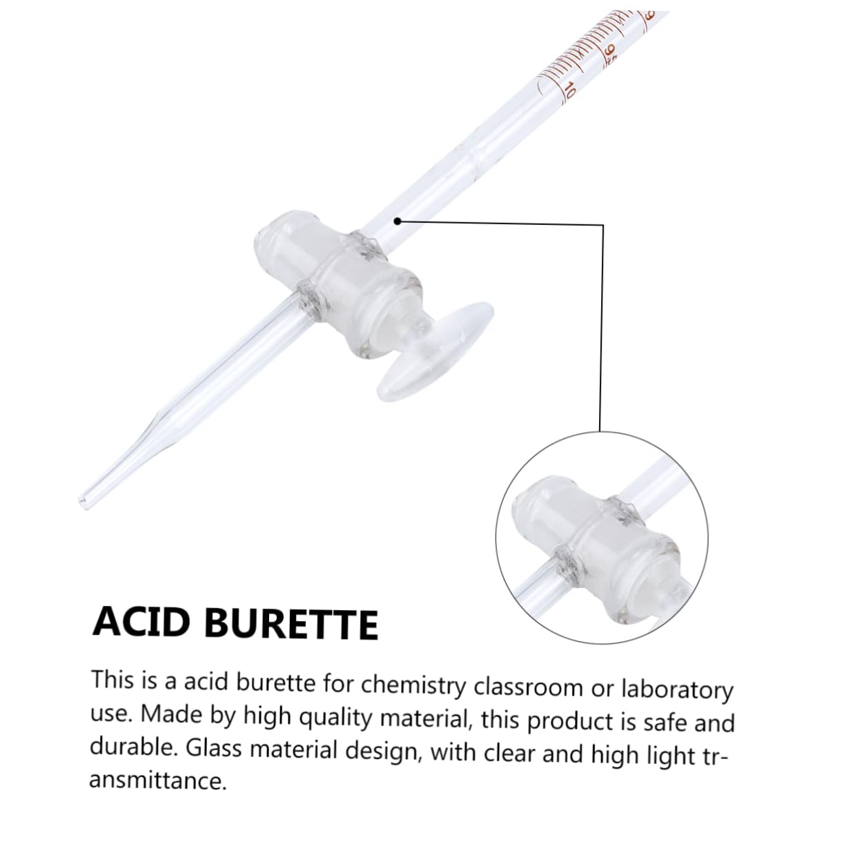 PartyKindom Tube De Mesure En Verre 10ml Outil Acide Laboratoire Chimie Fournitures Expérience Instrument