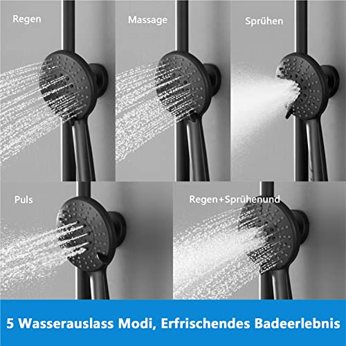 KOMIRO Duschsäule, Schwarz, Duschset Mit Thermostat-Mischbatterie Und