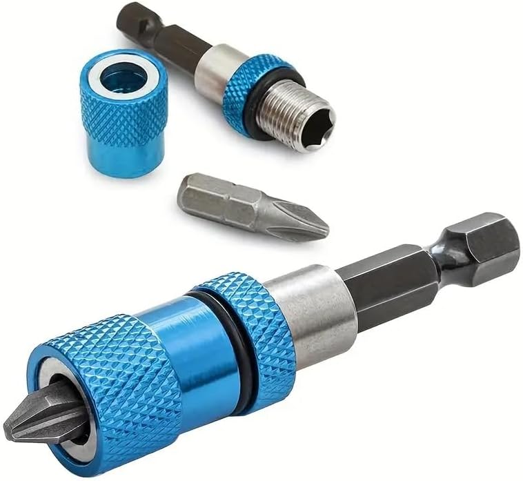 3 PCS Magnetic Impact-Resistant Adjustable Depth Screwdriver Set with Hex Socket Heads & Magnetic Tips, Impact Bit Holder, Magnetic Tip Bit Holder Long, Drill Extension, Rapid Drive Bit Sleeve