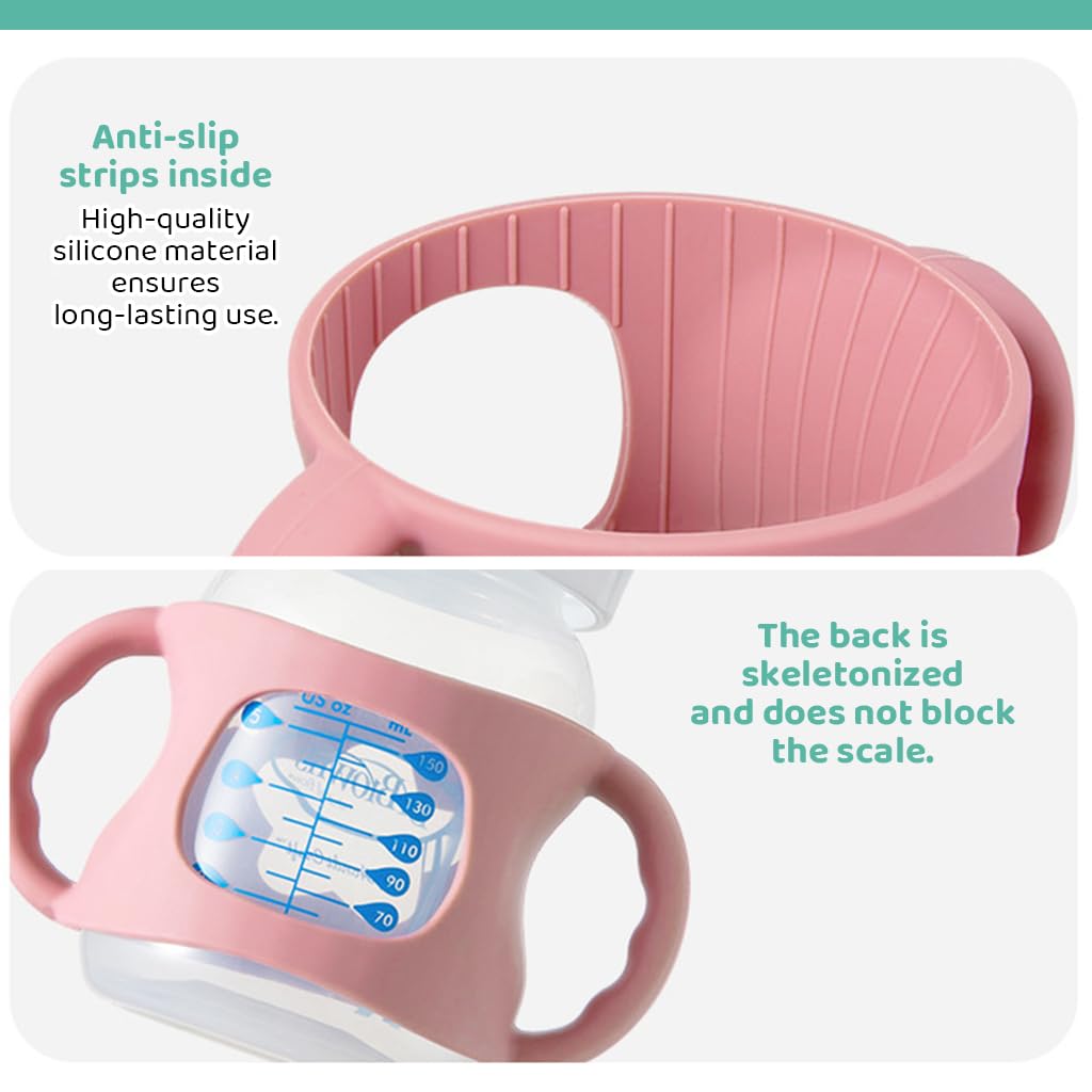 SNOWIE SOFT® Compatible with Dr Brown's 3Pcs Baby Bottle Holders for Dr Brown's Glass Baby Milk Bottle Dual Ear Design Silicone Cutout Pattern Holders for 5Oz /150ml & 9Oz/270ml - Image 6 thumbnail