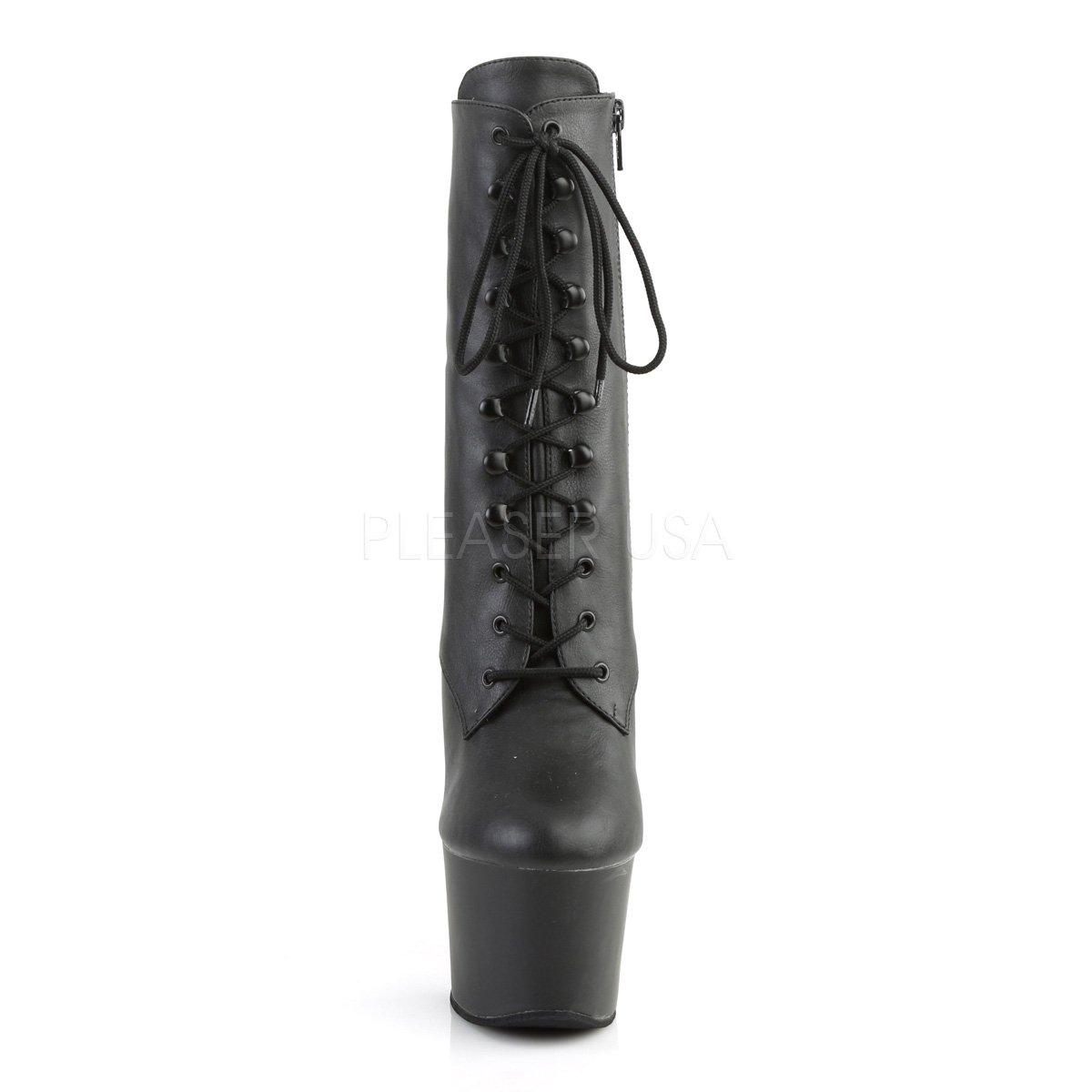 PleaserUSA Damen Fetish Plateau Stiefel mit Schnürung Sky-1020 mattschwarz