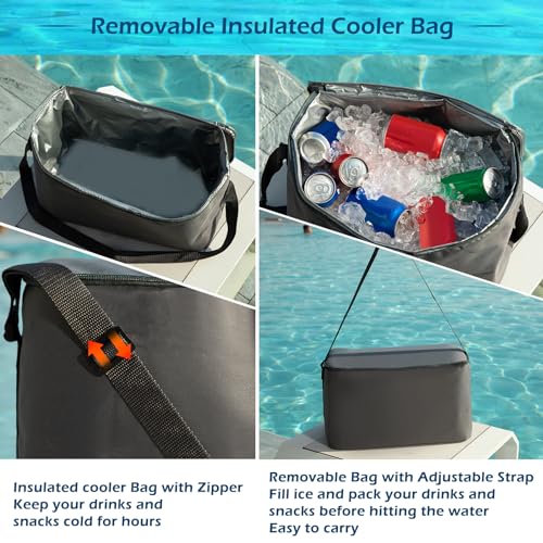 Image of Jasonwell Heavy Duty 2 Person Inflatable River /Pool Tube Float with Removable Cooler, Tubes for Lake, Floating River Raft Lounge Floatie with 2 cup Holders For Adults, Cyan