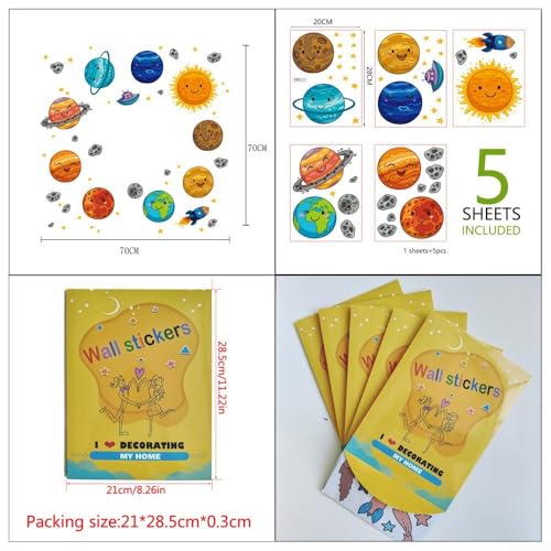 Stickers de pared planeta espacio sol 20x28cm pack 5 miniatura 3