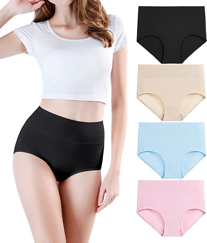 diving deep Women's High Waisted Cotton Underwear Ladies Soft Briefs Panties | Women Antibacterial Cotton Hipster Panty | Women's Seamless High -Rise Panties Hipster (Pack of 4)-picture-27
