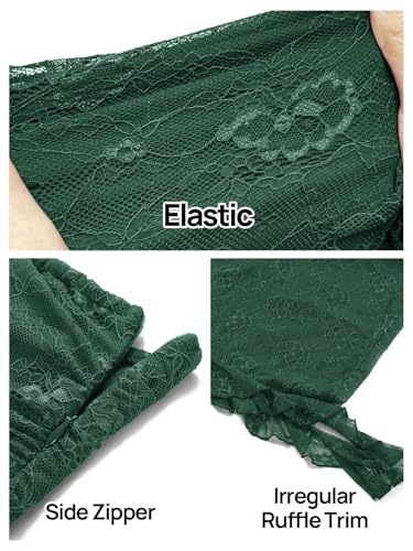Image of MEROKEETY Women's 2025 Strapless Bodycon Tube Midi Dress Sexy Floral Lace Ruffle Slit Wedding Guest Cocktail Party Dresses