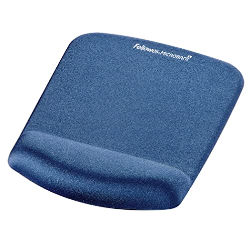 FELLOWES - Tapis de Souris - Repose Poignet PlushTouch™ - Mousse Mémoire de Forme - Bleu - 1 Unité