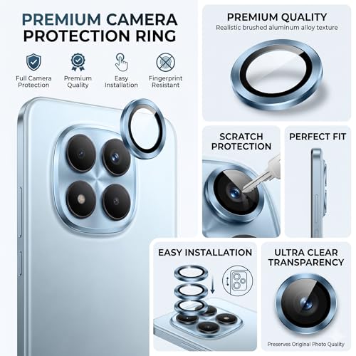 Image of FIRST MART UV Tempered Glass for Redmi Note 15 Pro Plus With Blue Camera Ring Guard Combo | Crystal Clear Curved Screen Protector, Case-Friendly, Scratch Resistant | Pack of 1