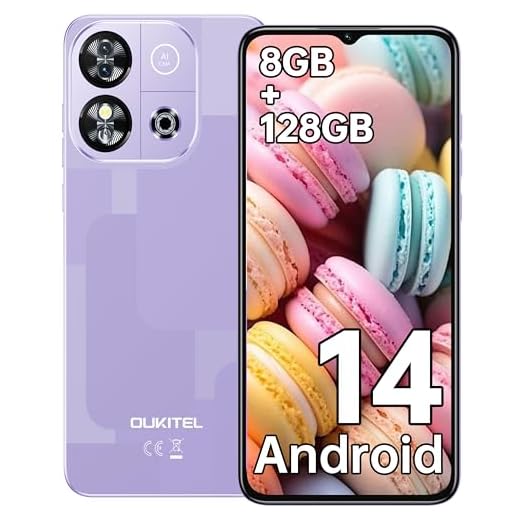 OUKITEL C57S Android 14 Smartphone Ohne Vertrag 4G, 8GB+64GB/128GB Handy Günstig, Octa Core, 6,52 Zoll HD+, 4300mAh Handy Ohne Vertrag, 4G Dreifache SLM Simlockfreie Handys - Violett