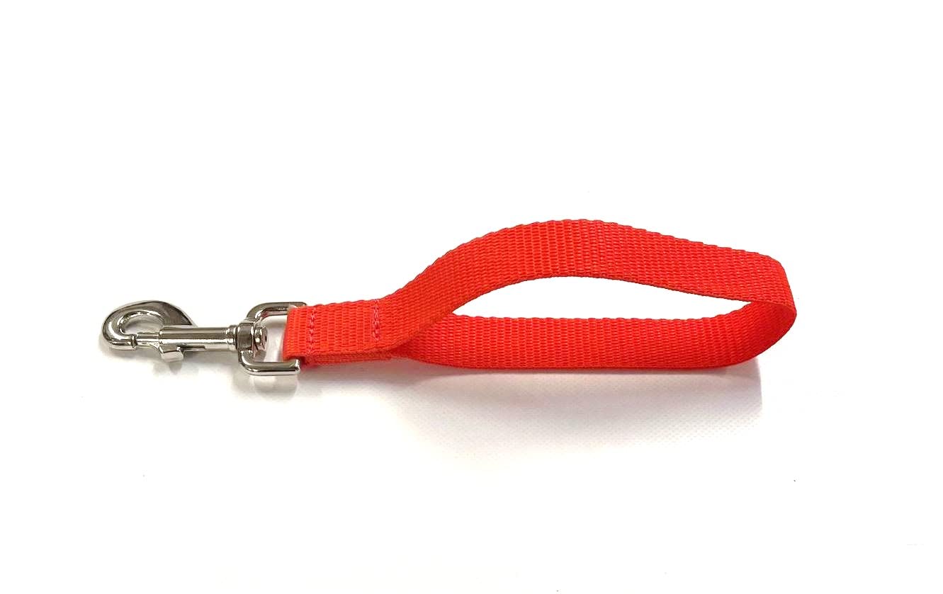 Short Close Control Dog Training Lead Traffic Walking Leash 25mm Polypropylene Webbing (Orange, 13 Inches)