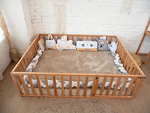 Busywood Montessori Floor Bed - Toddler Bed - Play Pen - Kids Furniture - Toddler Bed Frame - Wood Frame - Twin Bed Rails For Toddler - Montessori Furniture (Model 6.2) #TOP3