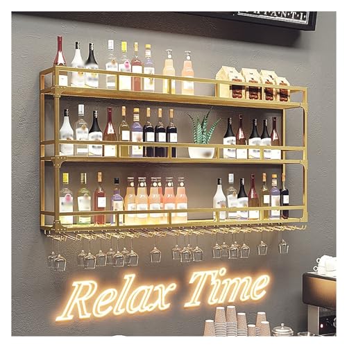Support pour verres à vin et étagères flottantes de bar mural - 2