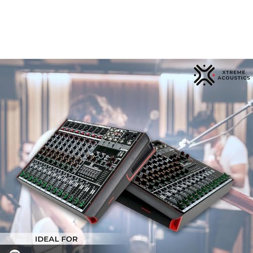 Image of Xtreme Acoustics 8-Channel Mixer Professional Audio Mixing Console with Bluetooth Connectivity, 99 Digital Effects Hybrid Input Ports, Individual Phantom Power, Dual AUX output