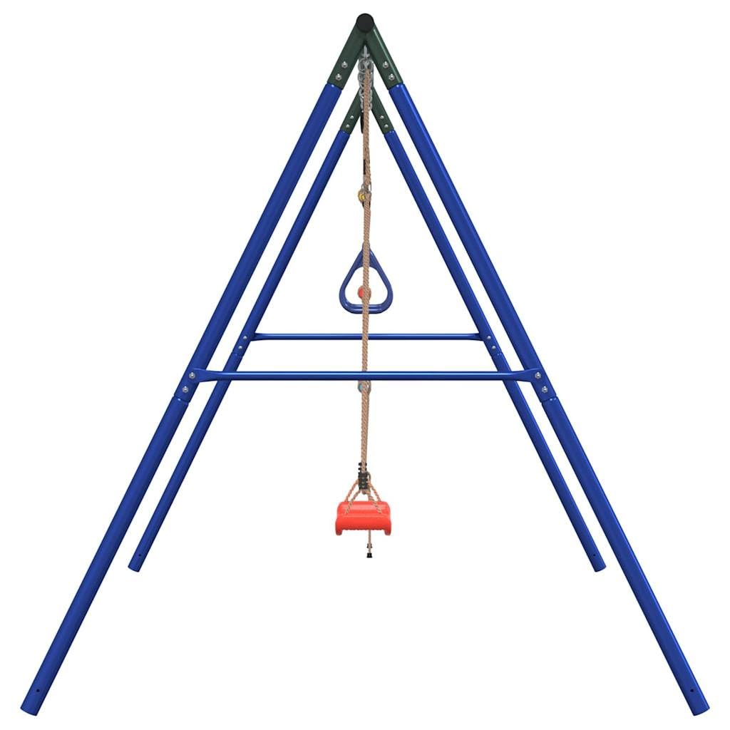 Juego de columpio trapecio y escalera de punto, acero lacado, 273,5 x 185 x 185 cm, juguete de jardín para niños de 3 a 10 años, parque infantil al aire libre, mejora la motricidad y el