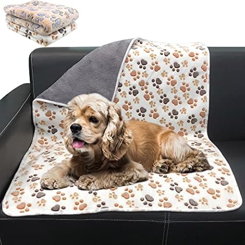 HYLYUN 2 Stück wasserdichte Hundedecke Waschbar Hundedecken für Bett Couch Sofa Protector Fleece Flanell Welpen Decke weichen Plüsch Reversible Throw Decke Cover