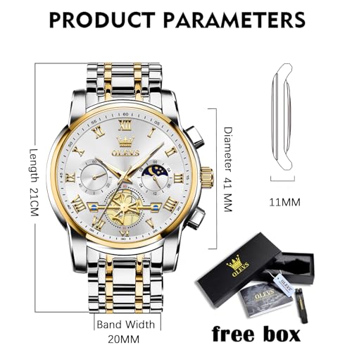 Image of OLEVS Watch Men Luxury Dress Stainless Steel Date Analog Watch Waterproof