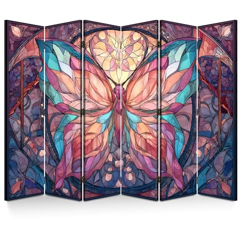 Stained Glass Style Folding Screen Room Divider Drawing Pastel Spring