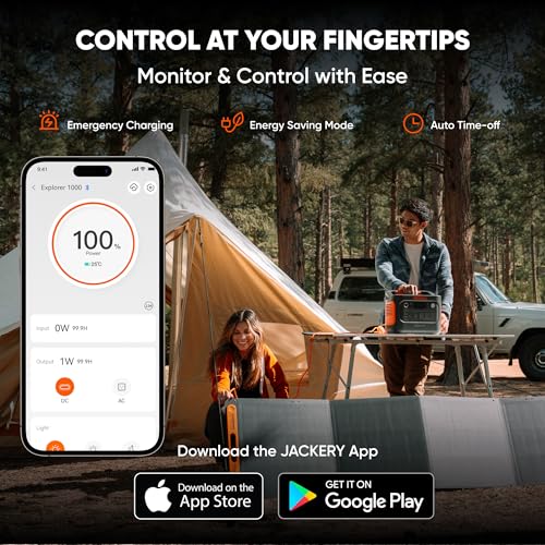 Jackery Solar Generator 1000 v2 with 100W Solar Panel,1070Wh Portable Power Station LiFePO4 Battery,1500W AC/100W USB-C Output,1Hr Fast Charge for Outdoor,Off-Grid Living,RV,Emergency