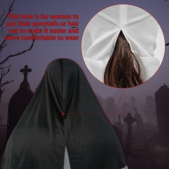 SSKHE Halloween Horror Nun Mask, Full Head Scary Latex Mask with Headscarf - Image 4