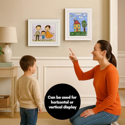 Americanflat Kids Artwork Frame Changeable (White) - Magnetic Door Holds 100 Art Pieces - 8.5x11 Letter Size Display with Mat or 10x12.5 Without Mat - My Mini Masterpiece by Americanflat - Image 5