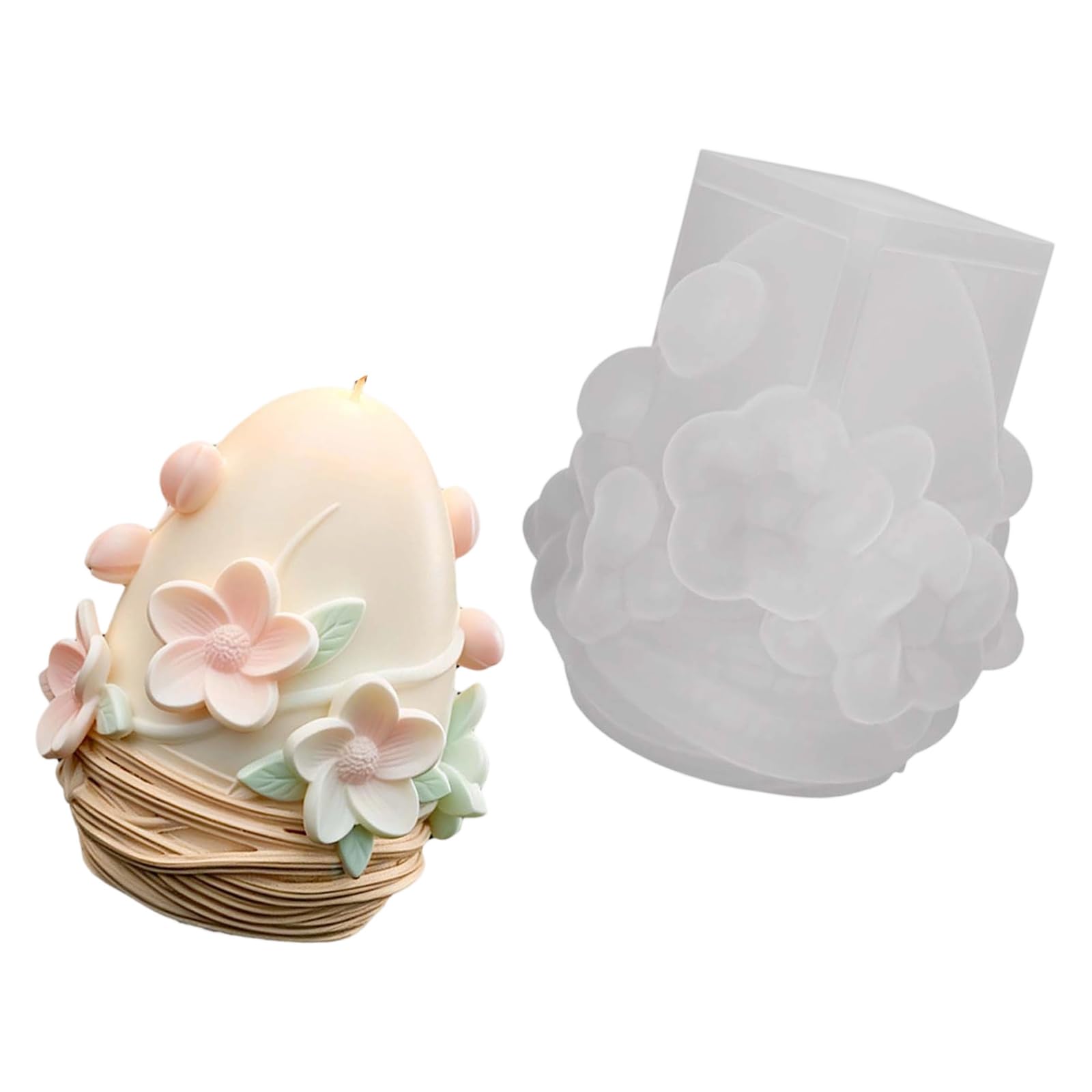 Pangboer Multicolor Form, Silicone Oval Mold With Embossed Flower Pattern For Decorative Wax Projects, Hobby Decor Styling, Shelf Presentation Silicone Mold Floral Wax Form Decorative Making Hobby