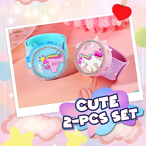 PinkSheep Kids Watches for Girls, 2PCS Unicorn Digital Sport Watches Ages 3-6, Outdoor Cartoon Silicone Slap Bands, Gift for Birthdays & Special Occasions4