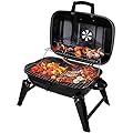 CUSIMAX Charcoal BBQ Grill, Portable Small Grills and Smokers Folding Tabletop Grills, for Camping Patio Backyard and Anywhere Outdoor Cooking, 18-Inch, Black
