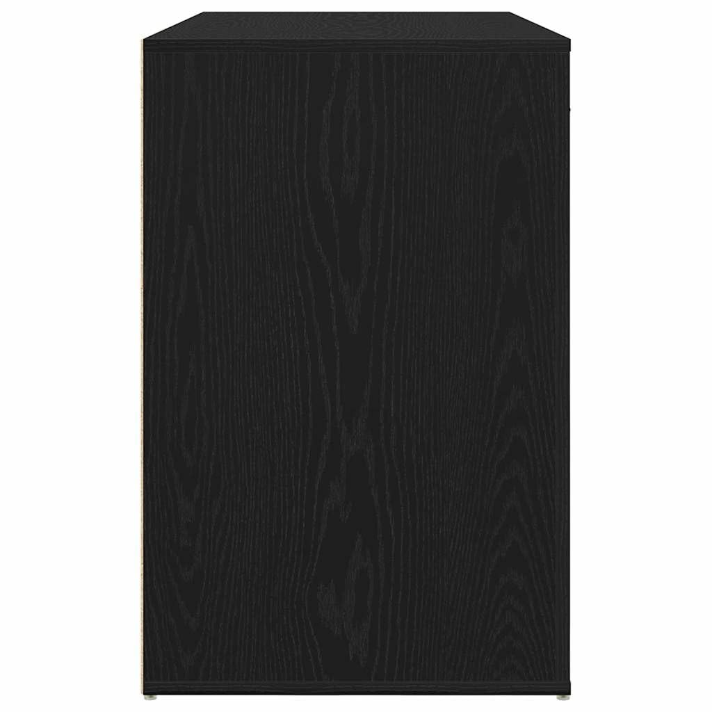 Biurko z pamięcią, kolor czarny, imitacja dębu, materiał drewnopochodny, 100 x 49 x 74 cm, z szufladą i drzwiami, idealne jako stolik pod komputer, stół gamingowy, meble do gabinetu
