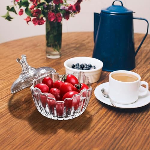 Image of WRINGO Stylish Candye Jar with Lid | Transparent Glass Storage Jar for Candy, Cookies, Chocolates, Dry Fruits & Snacks | Airtight Decorative Kitchen Container | Multipurpose Candye Bowl | (Pack of 1)