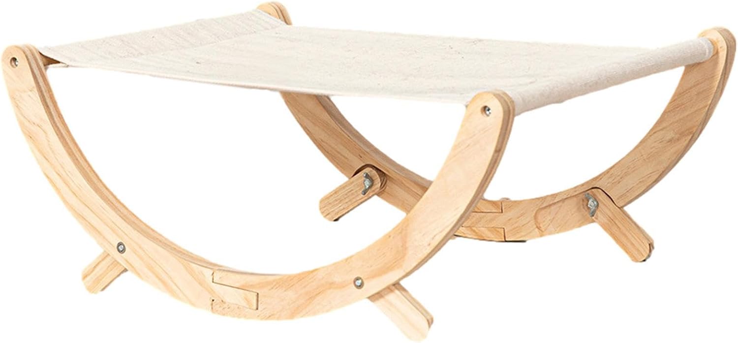 Wooden Feline Hammock - Anti-Slip Furry Friend Lounger, Rocking Resting Furniture, Elevated Sleeping, Companion Nest, Comfortable Sleeping Accessory, for Small Dogs Felines Indoor Home U