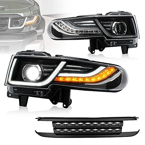 VLAND Projector LED Headlight & Black Bumper for Toyota FJ Cruiser SUV 1st Gen 2007-2021 with Sequential Turn Signal & DRL Bars YAA-FJ-0249AH (Bulbs NOT included Fit H7 /D2H)