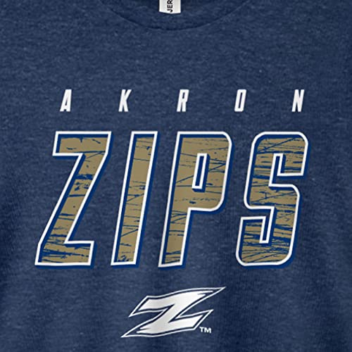 University-of-Akron-Zips-Distressed-Logo-Officially-Licensed-Short-Sleeve-Tee-Indigo-Heather