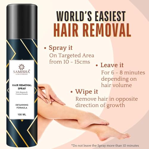 Image of Hair Removal Spray for Woman - Painless Hair Remover Spray for Legs, Arms, Underarms & Bikini Line | Fast-Acting Hair Removal Spray for Smooth, Salon-Like Skin at Home, All Skin Types, 100ml
