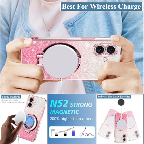 Coque transparente à paillettes pour iPhone 16 silicone rose - 2