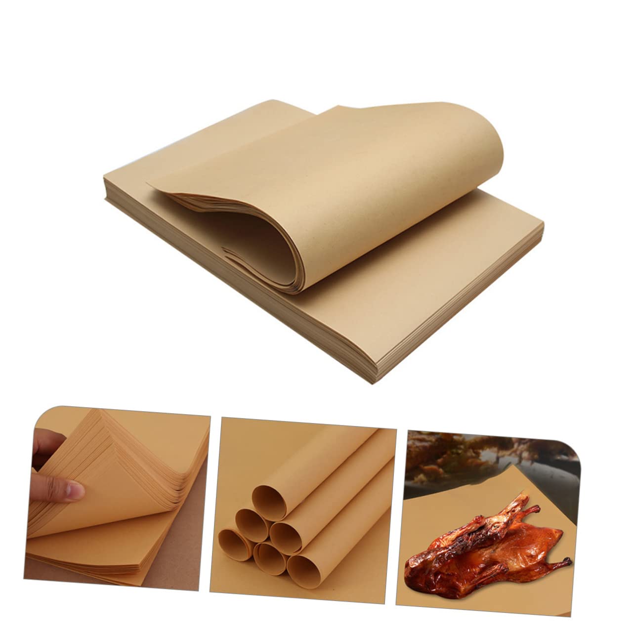 OUNONA Papel para Envolver Alimentos Antigrasa 29x29 Cm Papel de Pulpa de Madera sin Recubrimiento Contacto Directo Uso Alimentario Adecuado para Cocina y Catering 300 Hojas