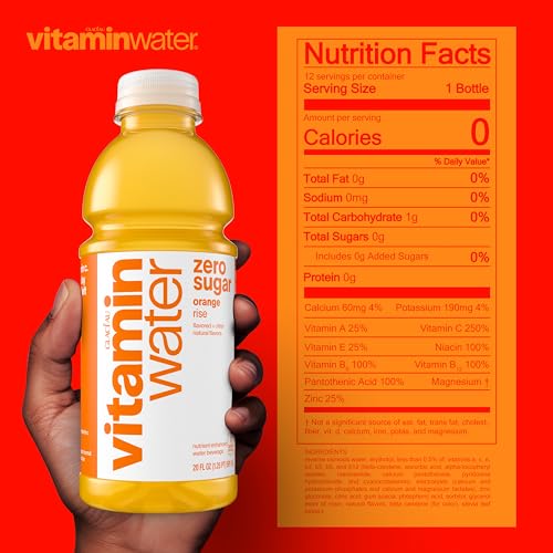 Image of vitaminwater zero sugar rise, electrolyte enhanced water w /vitamins, orange drinks, 20 fl oz, 12 Pack
