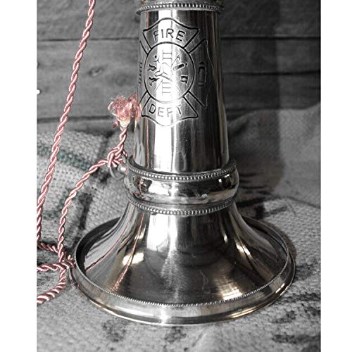 Old Firefighter Fire Parade Horn Trumpet Or Bugle W Braided Rope Aged Brass Replica #TOP2