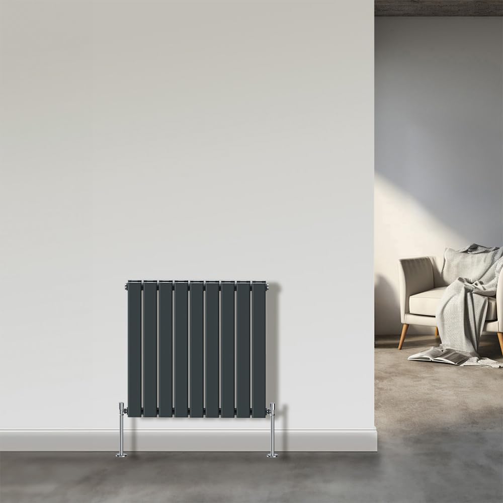 Nrg Anthracite Designer Horizontal Flat Panel Double Column Radiator 600X612mm Central Heating