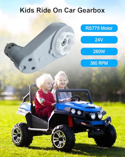 WUMZIJ 2PCS 24 Volt RS775 Kids Ride On Car Gearbox, 18V-24V Children Electric Car Gearbox High Speed DIY Upgrade Power Wheel for Children Ride On Toys