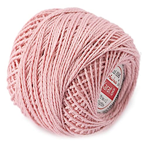 Cotton Crochet Embroidery Yarn 71yd/65m Quality Ball 0.35oz/10g Thread Floss Size 8 (Flamingo 696)