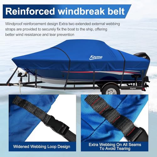 Image of Kayme 1200D Heavy Duty Waterproof Boat Cover for 17-19ft Boats
