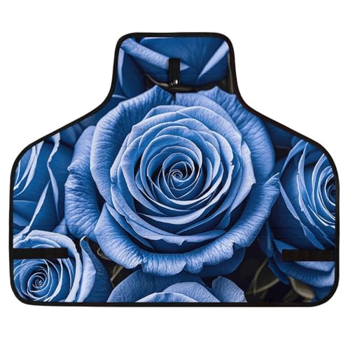 Delantal de trabajo azul con patrón floral y 8 bolsillos miniatura 1