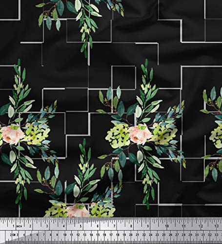 Soimoi Noir Poly Crepe Tissu Place: Feuilles & Tissus au Metre 52 Pouces Large