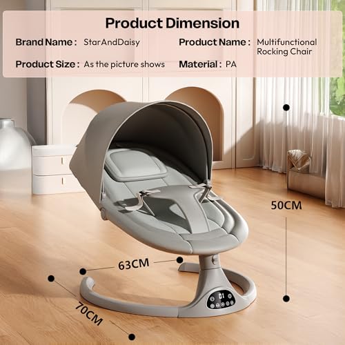 Image of StarAndDaisy baby rockers for 0 to 2 years, Baby Multi functionalrocking chair / rocker for babies, Infants & Toddler with 5-level Automatic Swing & Bouncer / cradle with touch panel & hanging toys - Beige