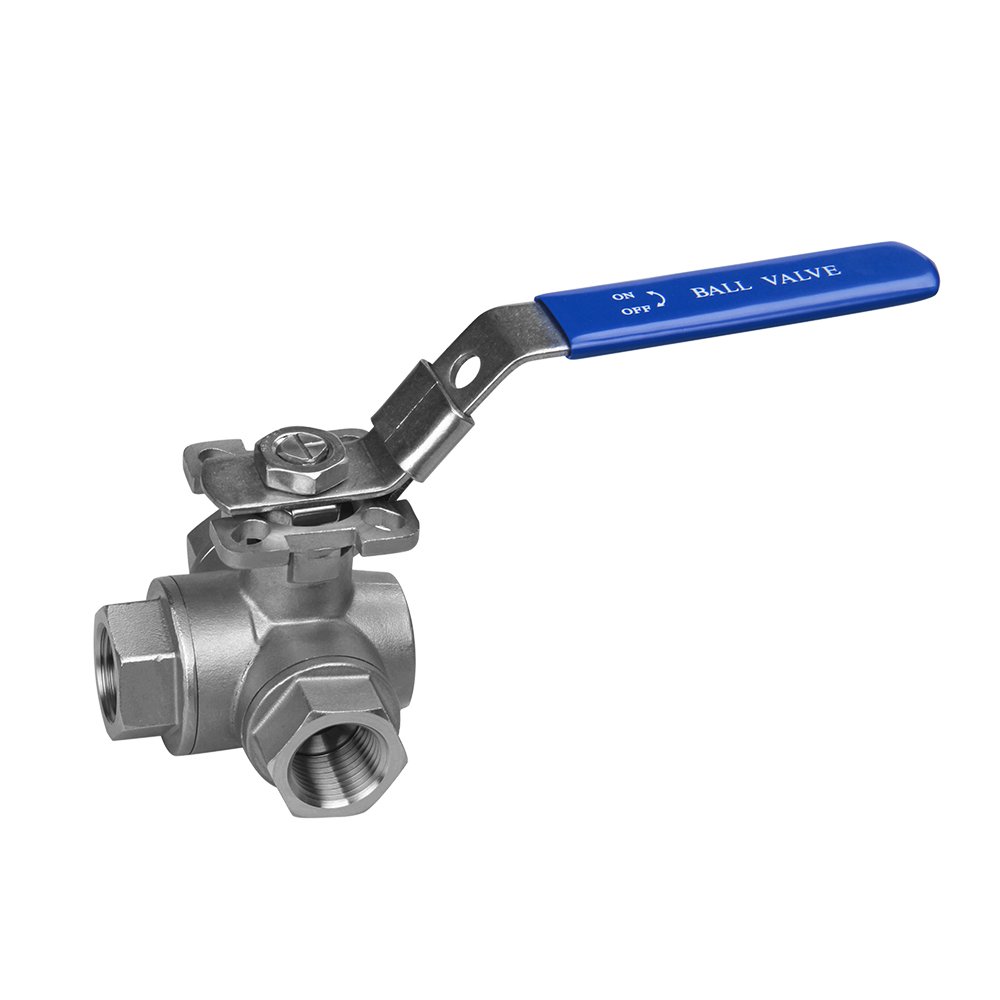 Cowin Brewing 3/4" 3-Way Stainless Steel (304) Ball Valve - T Port With Mounting Pad, 1000PSI NPT