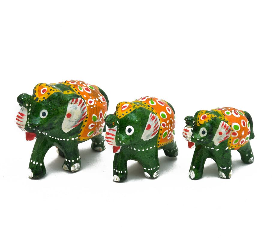 Image of Diwali Gifts I Elephant Showpiece for Home Decore, Sculpture of Hathi for Interior Table Top Decoration (Set of 3)