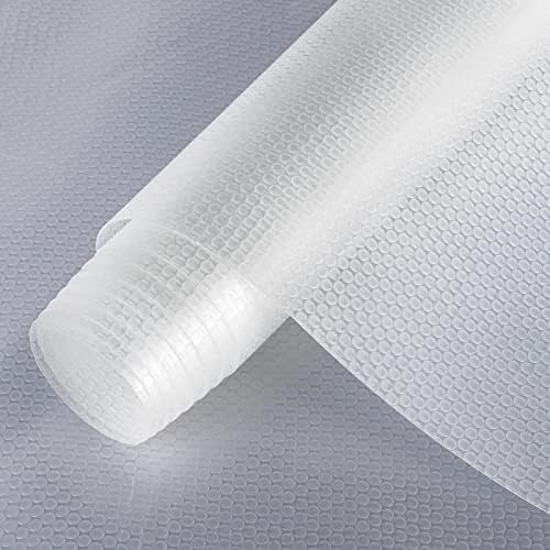 Cahomo Drawer Liners, 60cmx500cm (1 roll) Shelf Liner Kitchen Drawer Mats, Washable Non Adhesive EVA Refrigerator Liners Waterproof Table Placemats for Cupboard, Cabinet, Pantry Shelves (Gray/petal)