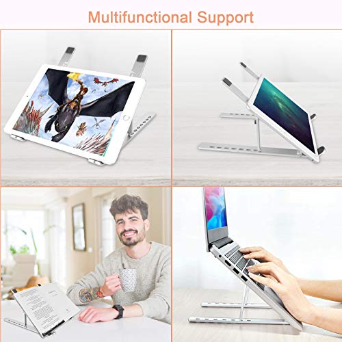Aigital Laptop Stand Portable Foldable Computer Tablet Stand Multi-Angle Adjustable Creative Storage Laptop Holder Riser Compatible with 10\"-17\" Notebook PC Tablet Thinkpad - Thumbnail 7