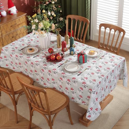 Nappe de Noël imperméable en vinyle pour éviter les taches de réveillon